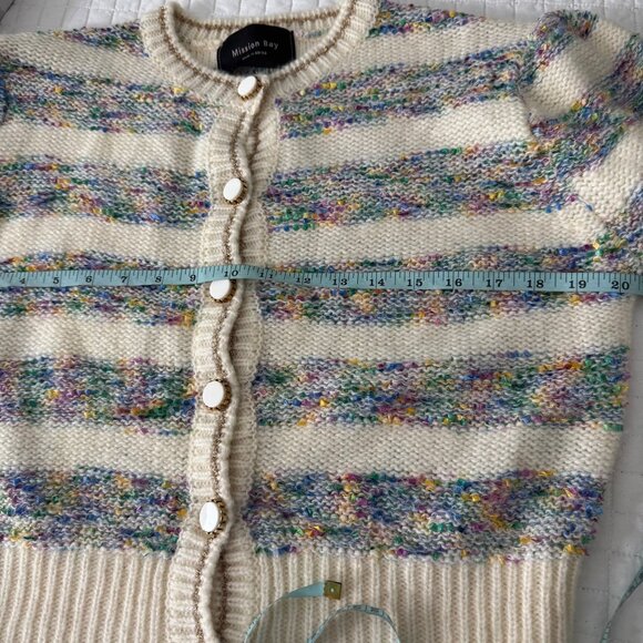 Mission Bay Women's Multicolor Stripe Knit Cardigan Sweater Fitted - Picture 11 of 11